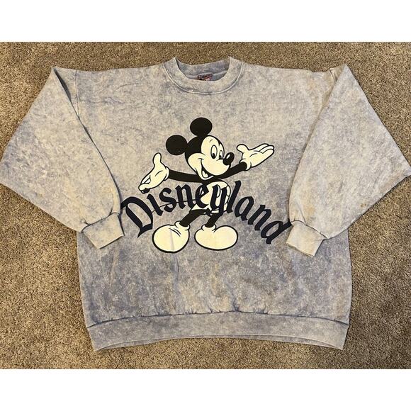 Vintage Disneyland Mickey Mouse Acid Washed Sweatshirt One Size Made In USA RARE - Picture 1 of 8